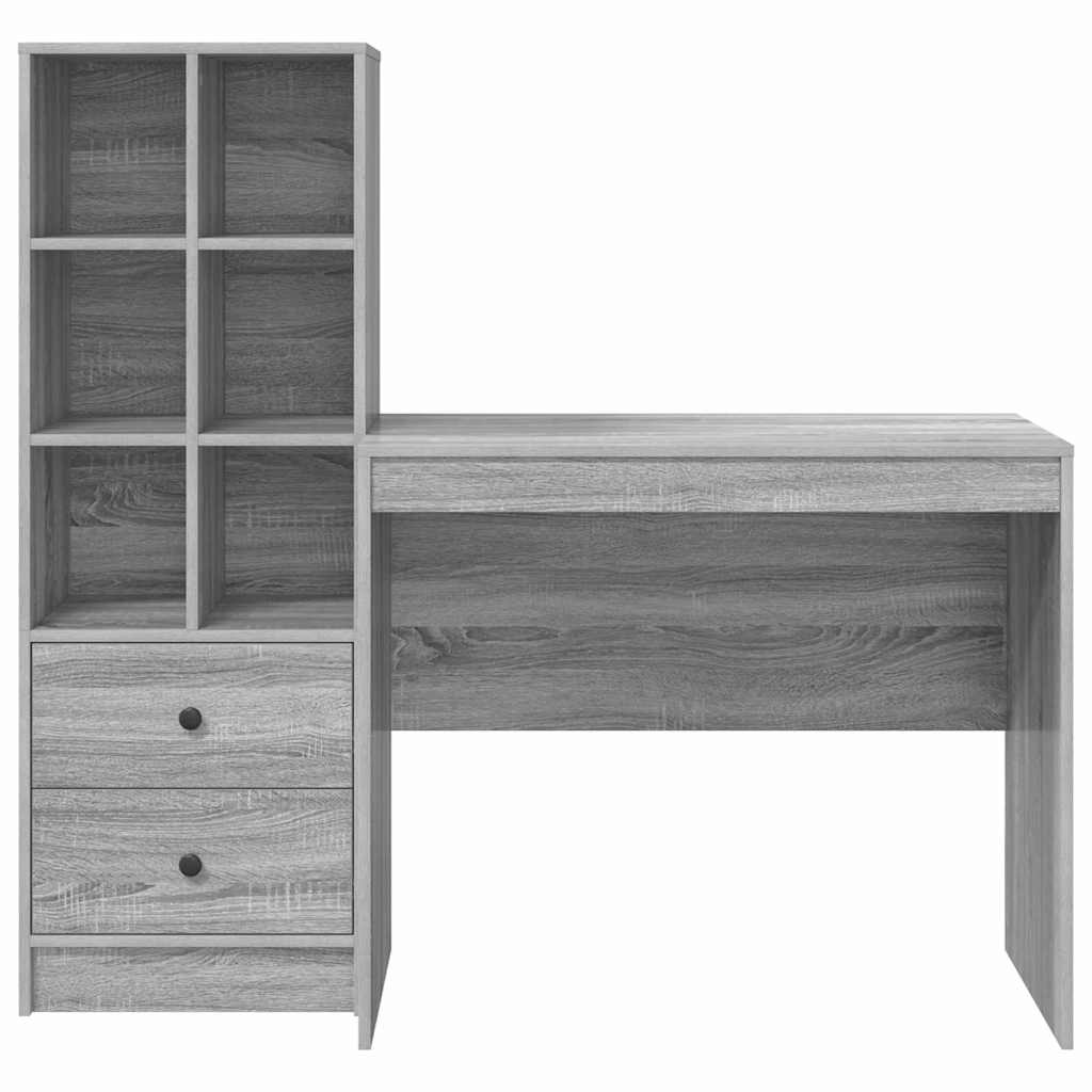 Schreibtisch mit Stauraum 2 pcs Grau Sonoma 90 x 50 x 76 cm