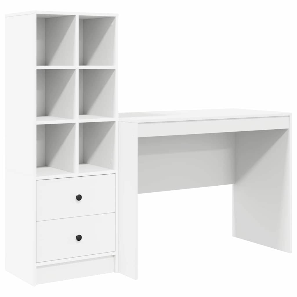 Schreibtisch mit Stauraum mit Regal 2 pcs Weiß 100 x 50 x 76 cm