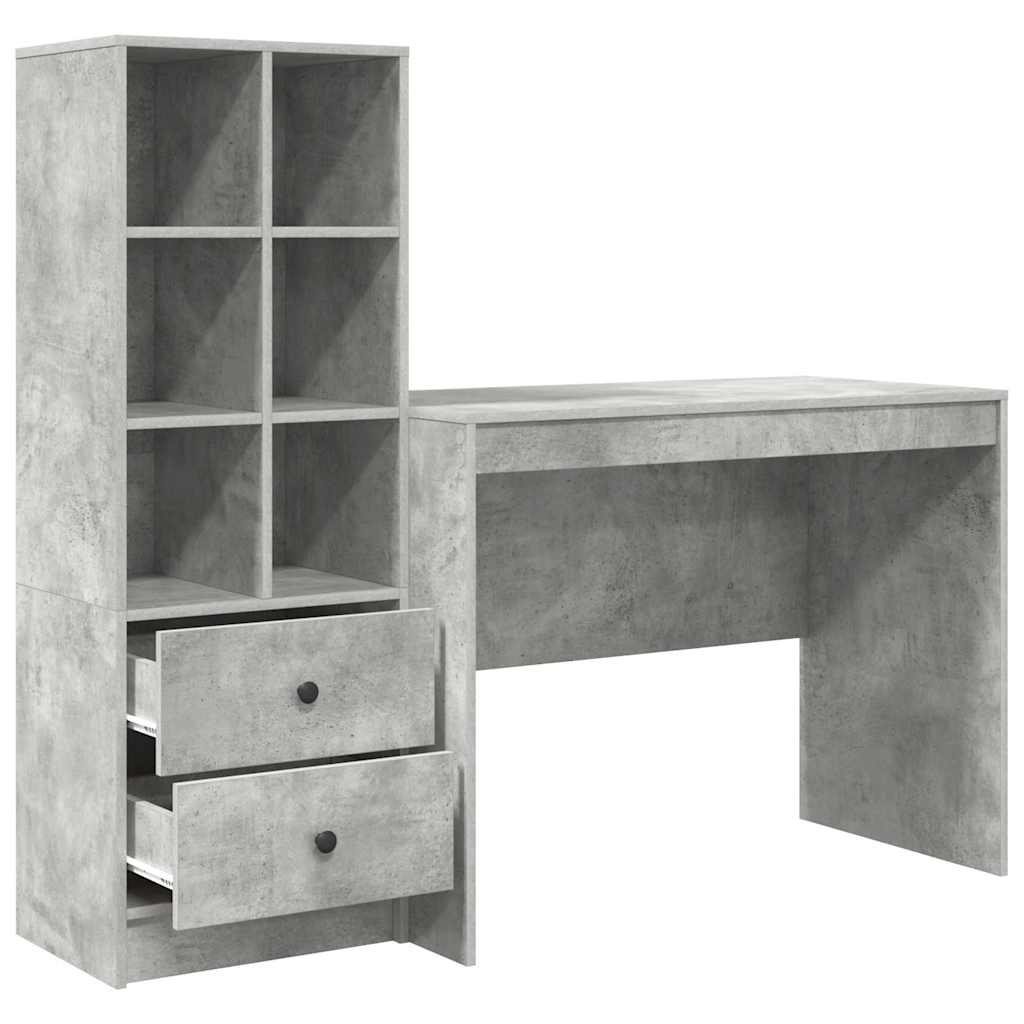 Schreibtisch mit Stauraum 2 pcs Beton Grau 100 x 50 x 76 cm