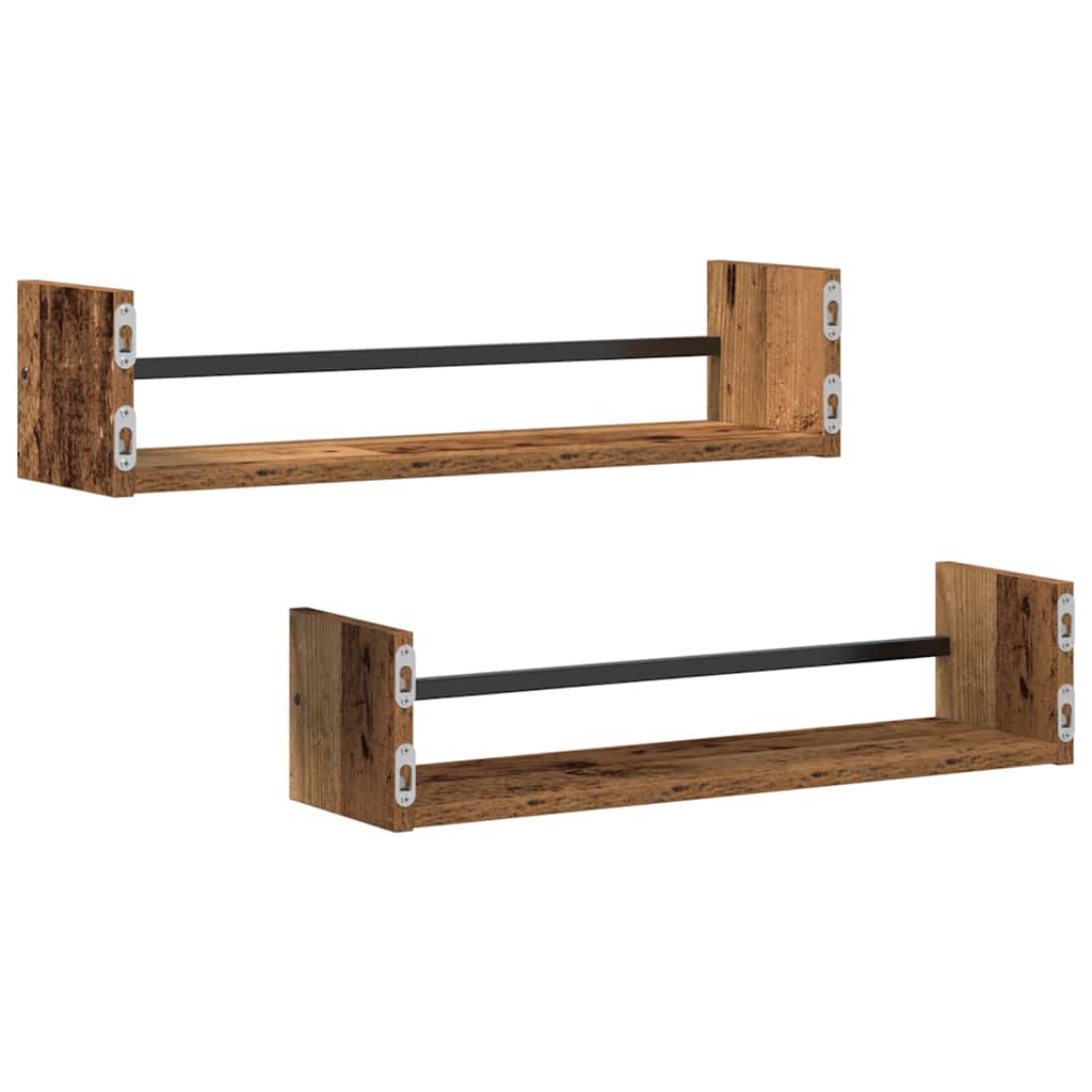 Wandregal mit Regal 2 pcs Altholz 60 x 16 x 14 cm Holzwerkstoff
