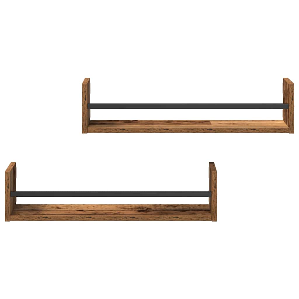 Wandregal mit Regal 2 pcs Altholz 60 x 16 x 14 cm Holzwerkstoff