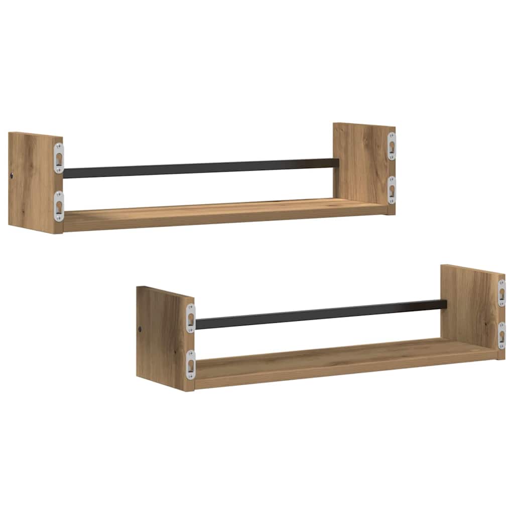Wandregal 2 pcs Artisan-Eiche 60 x 16 x 14 cm Holzwerkstoff