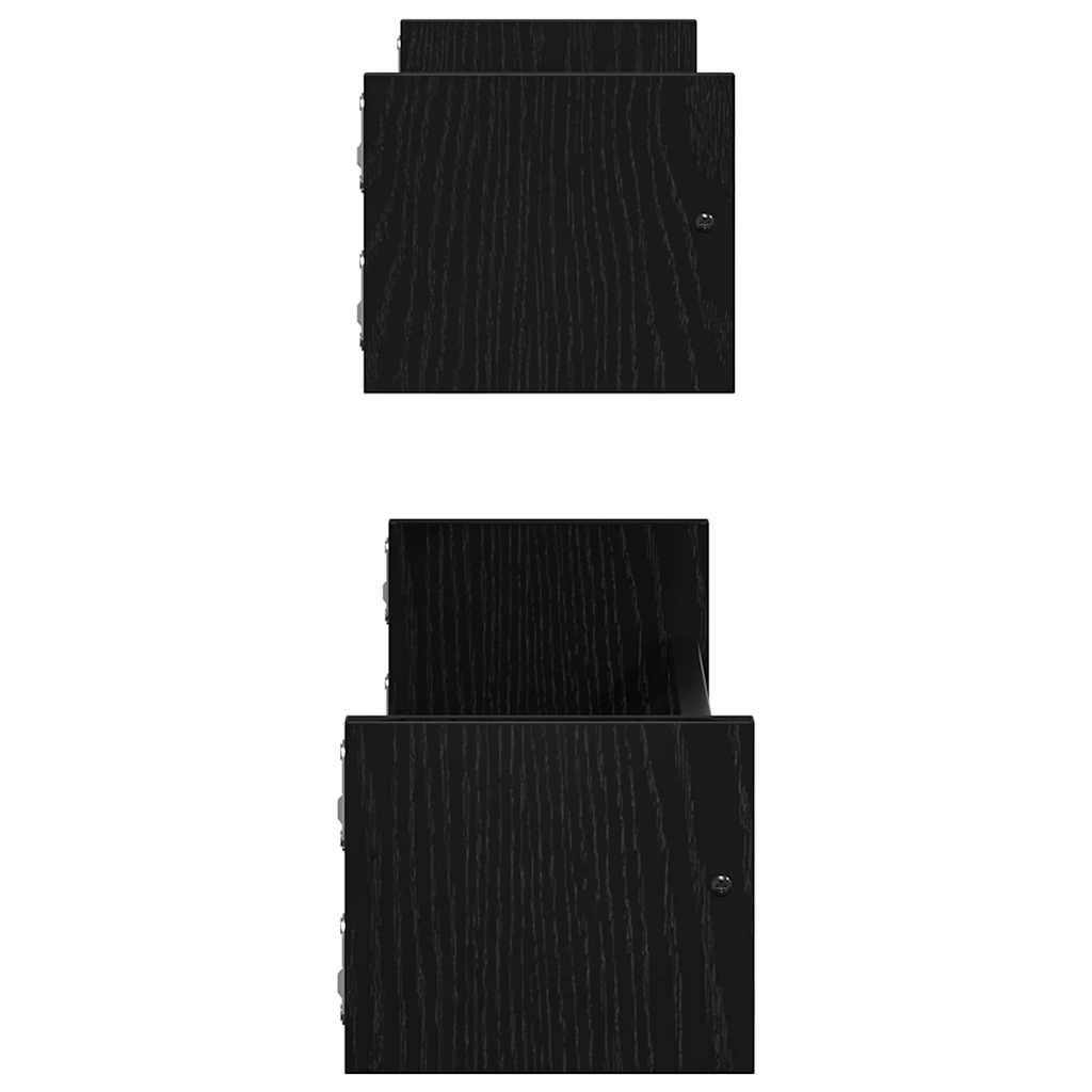 Wandregal mit Regal 2 pcs Schwarz Eichen-Optik 60 x 16 x 14 cm