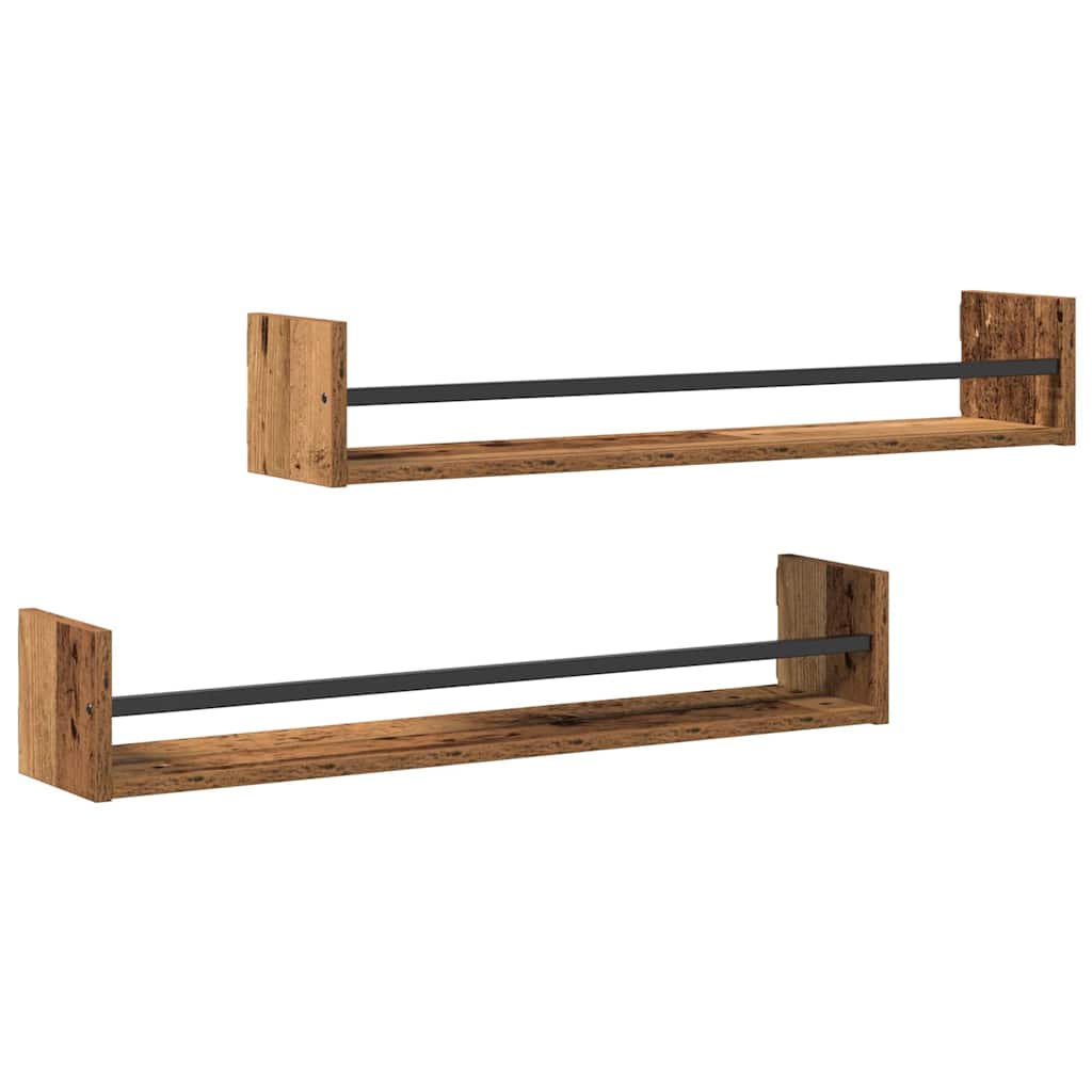 Wandregal mit Regal 2 pcs Altholz 80 x 16 x 14 cm Holzwerkstoff