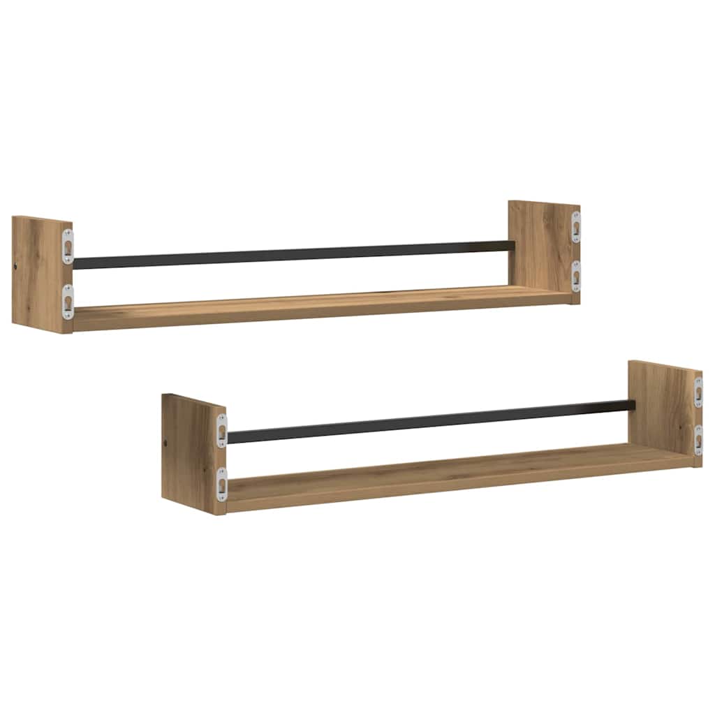 Wandregal 2 pcs Artisan-Eiche 80 x 16 x 14 cm Holzwerkstoff