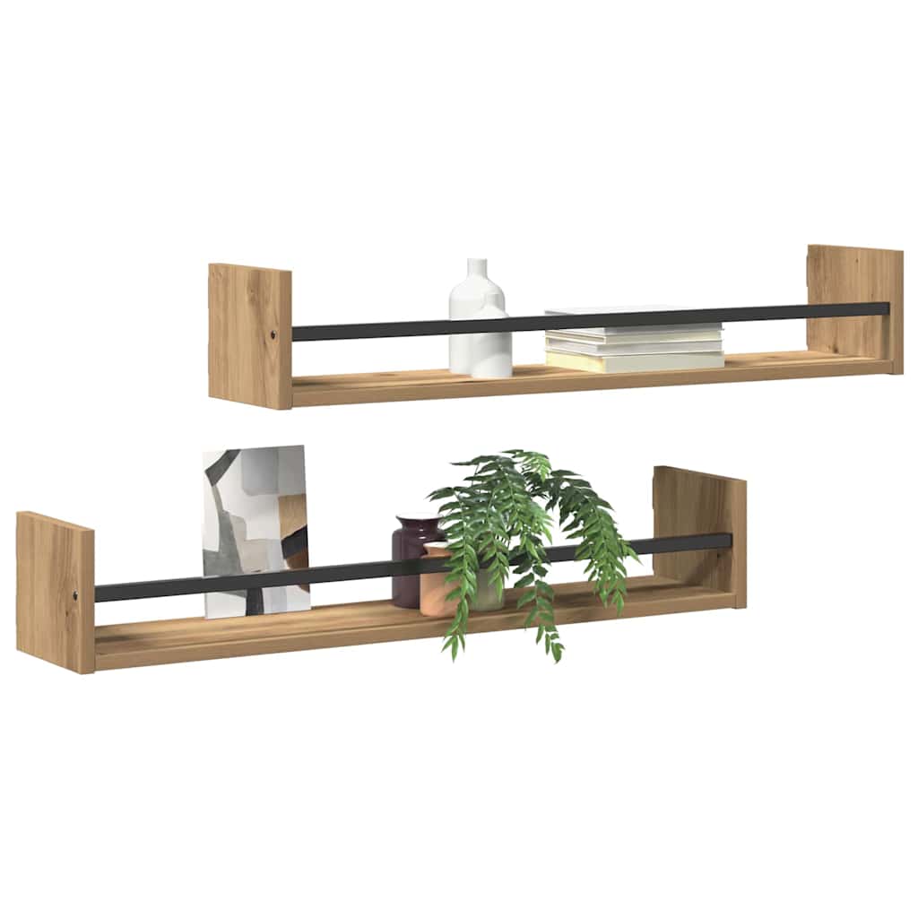 Wandregal 2 pcs Artisan-Eiche 80 x 16 x 14 cm Holzwerkstoff