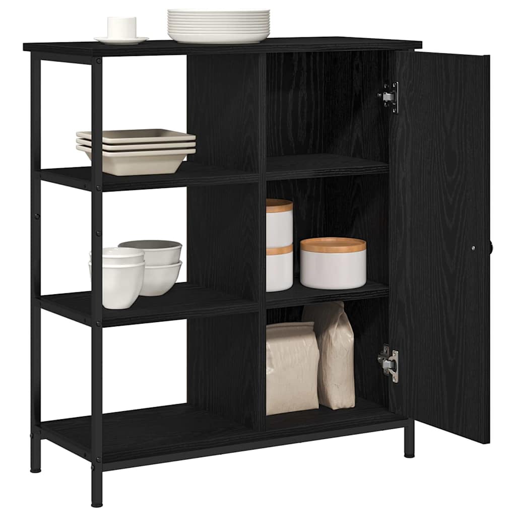 Sideboard Schwarz Eichen-Optik 70 x 30 x 80 cm Holzwerkstoff