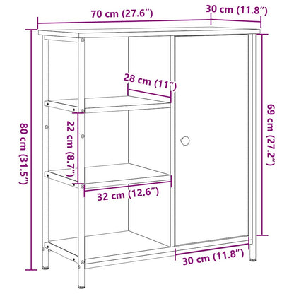 Sideboard Schwarz Eichen-Optik 70 x 30 x 80 cm Holzwerkstoff