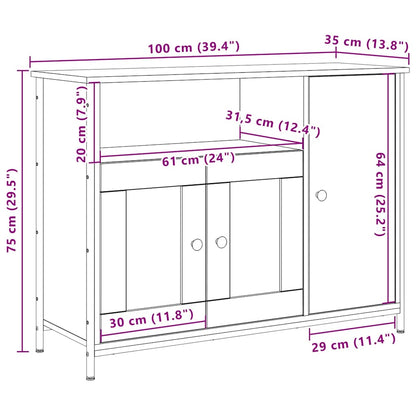 Sideboard Artisan-Eiche 100 x 35 x 75 cm Holzwerkstoff