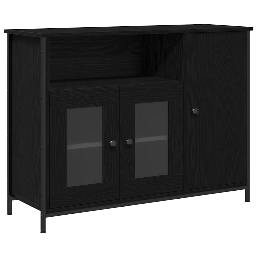 Sideboard Schwarz Eichen-Optik 100 x 35 x 75 cm Holzwerkstoff