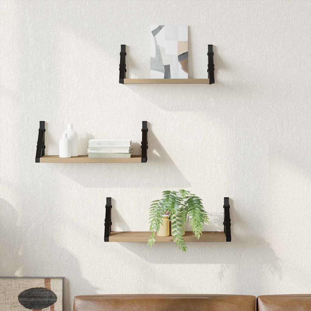 Wandregal-Set 3 pcs Artisan-Eiche 37 x 12 x 13 cm Holzwerkstoff