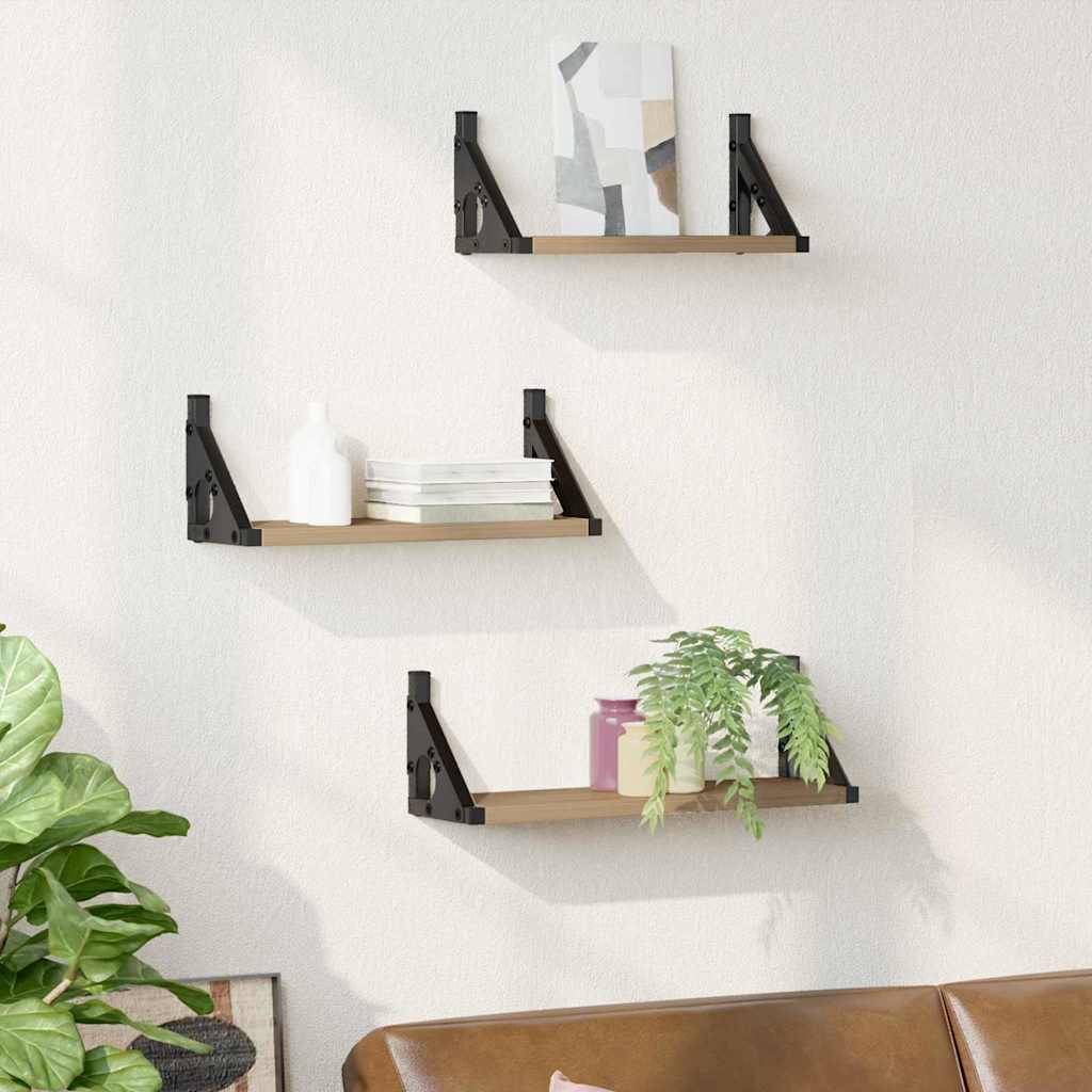 Wandregal-Set 3 pcs Artisan-Eiche 37 x 12 x 13 cm Holzwerkstoff