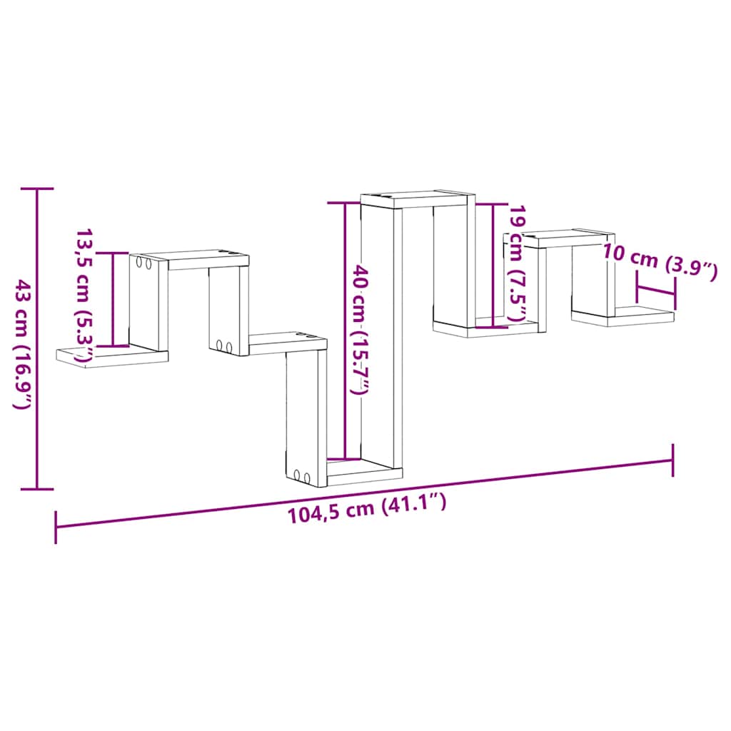 Wandregal mit Regal Altholz 104.5 x 10 x 43 cm Holzwerkstoff