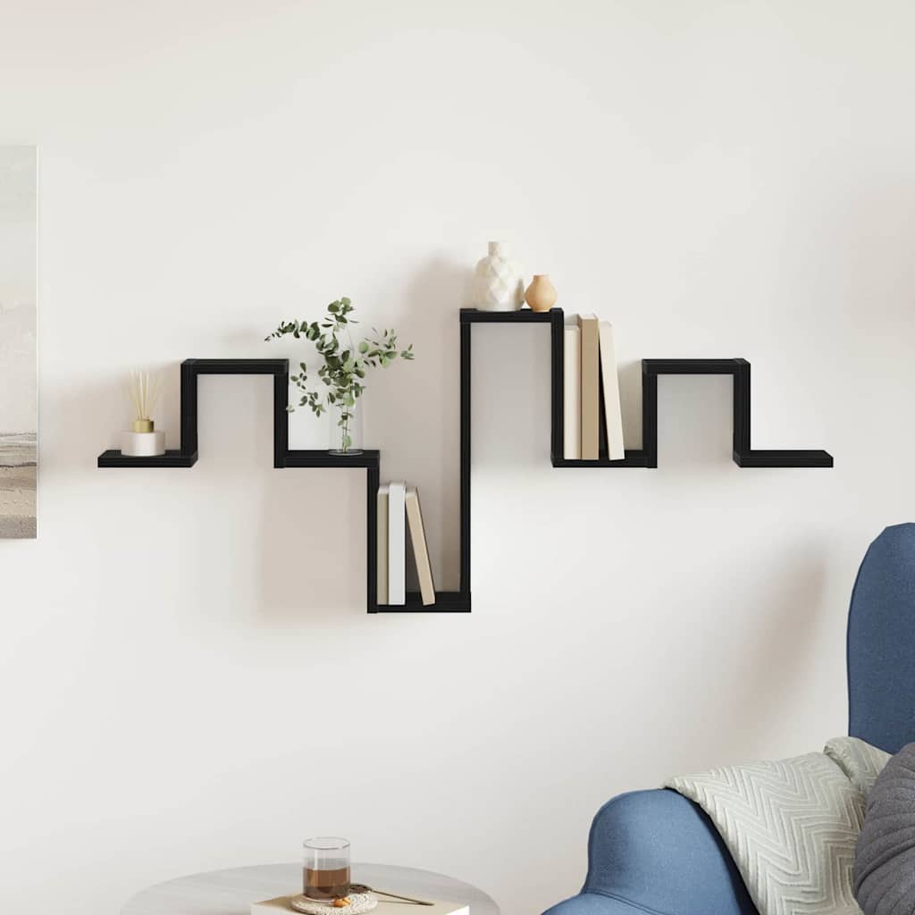 Wandregal Schwarz Eichen-Optik 104.5 x 10 x 43 cm Holzwerkstoff