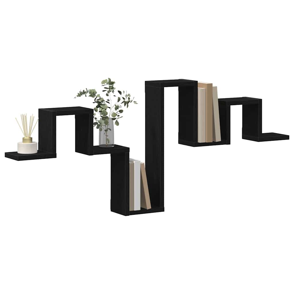 Wandregal Schwarz Eichen-Optik 104.5 x 10 x 43 cm Holzwerkstoff