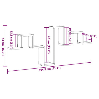 Wandregal Schwarz Eichen-Optik 104.5 x 10 x 43 cm Holzwerkstoff