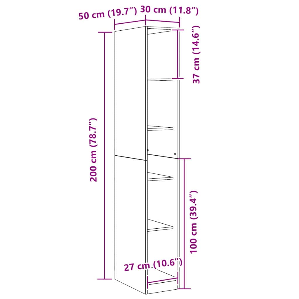 Kleiderschrank Schwarze Eiche 30 x 50 x 200 cm Holzwerkstoff