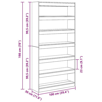Bücherregal Grau Sonoma 100 x 30 x 198 cm Holzwerkstoff