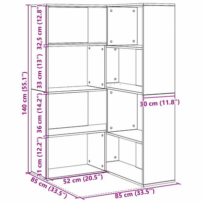 Bücherregal Schwarze Eiche 140 x 30 x 140 cm Holzwerkstoff