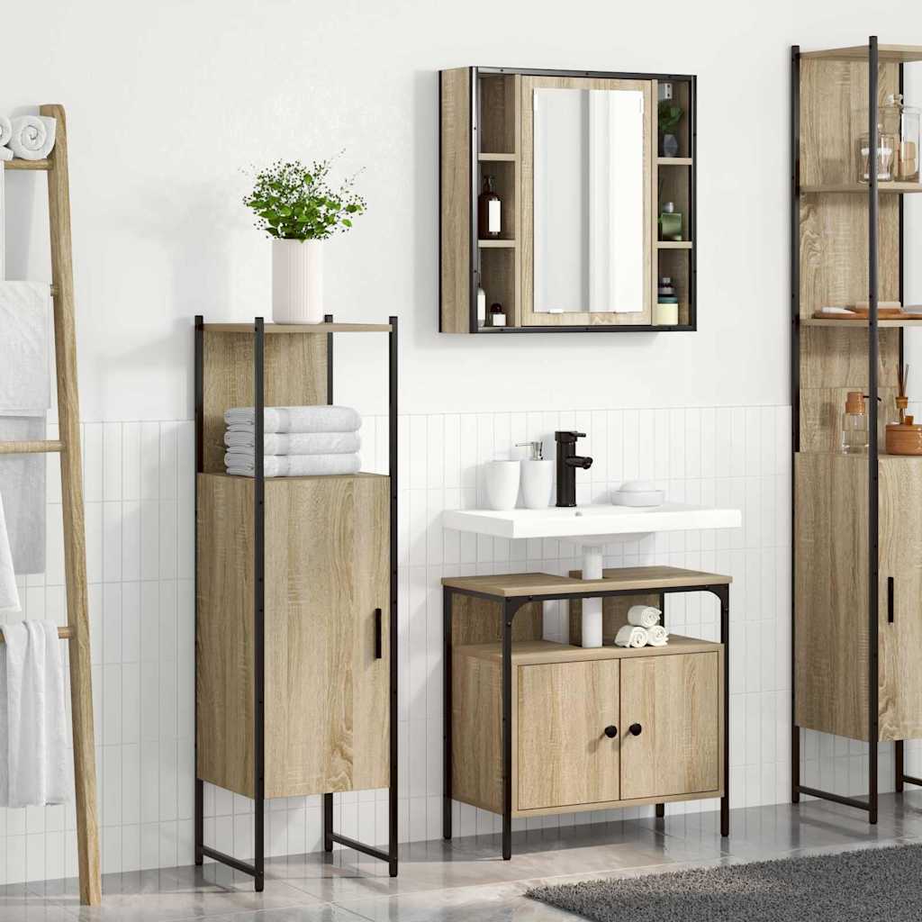 Badezimmermöbel Set mit Regal 3 pcs Braun 33 x 33 x 120.5 cm