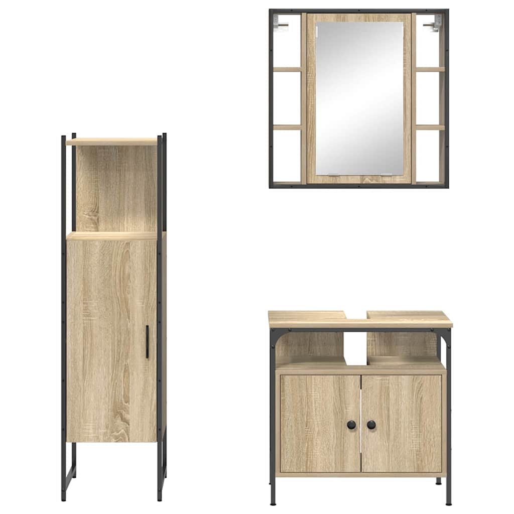 Badezimmermöbel Set mit Regal 3 pcs Braun 33 x 33 x 120.5 cm
