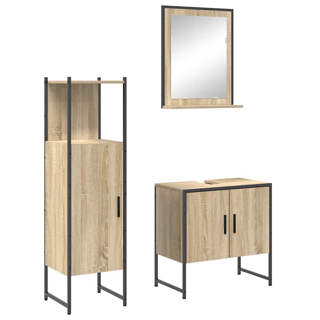 Badezimmermöbel Set 3 pcs Braun 60 x 33 x 60 cm Holzwerkstoff