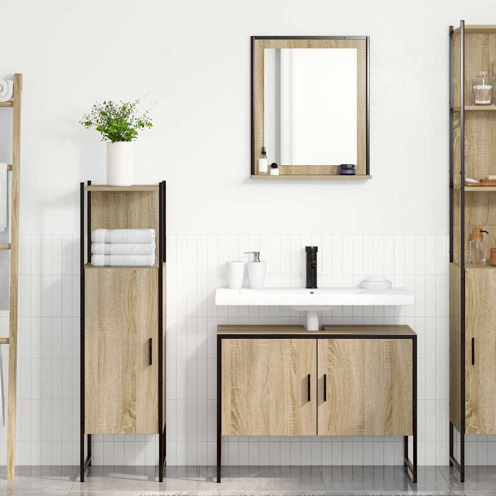 Badezimmermöbel Set mit Regal 3 pcs Braun 33 x 33 x 120.5 cm