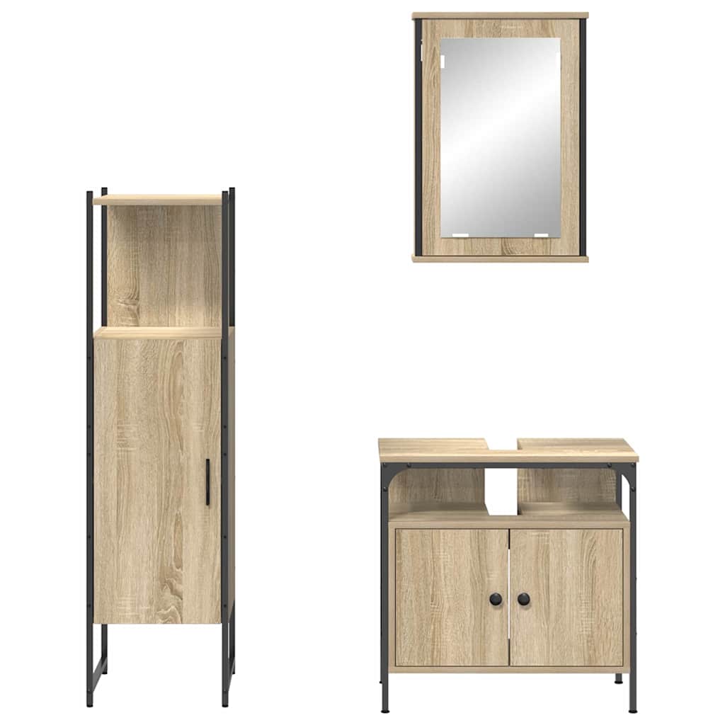 Badezimmermöbel Set mit Regal 3 pcs Braun 33 x 33 x 120.5 cm
