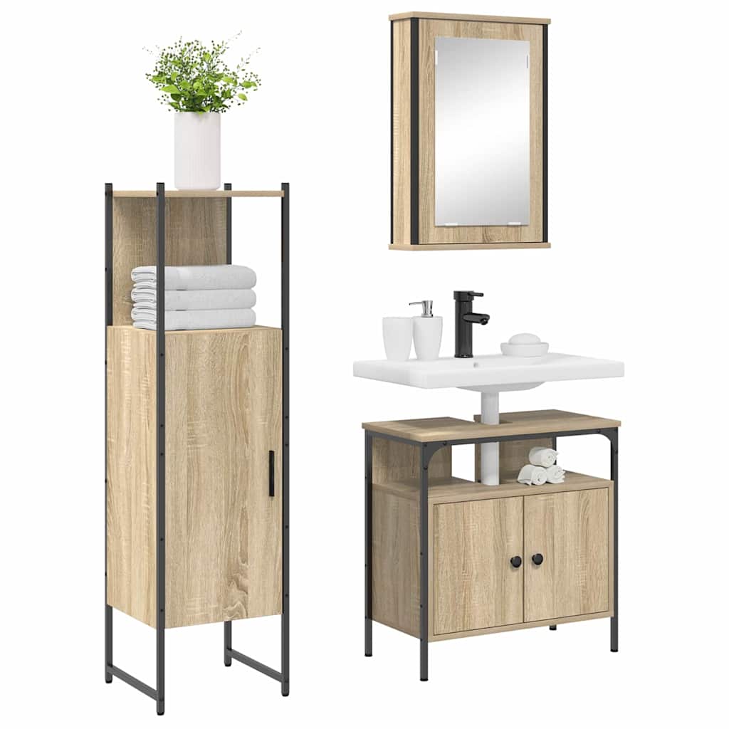 Badezimmermöbel Set mit Regal 3 pcs Braun 33 x 33 x 120.5 cm