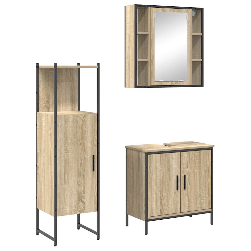 Badezimmermöbel Set 3 pcs Braun 60 x 30 x 60 cm Holzwerkstoff