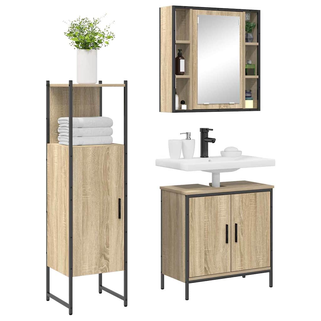 Badezimmermöbel Set 3 pcs Braun 60 x 30 x 60 cm Holzwerkstoff
