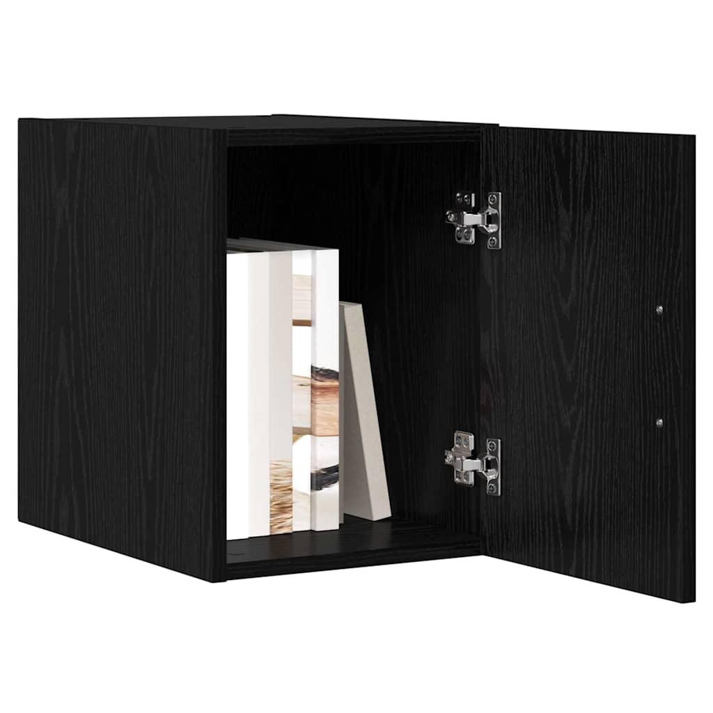 Wandschrank Wandmontiert Schwarz Eichen-Optik 30 x 42.5 x 40 cm