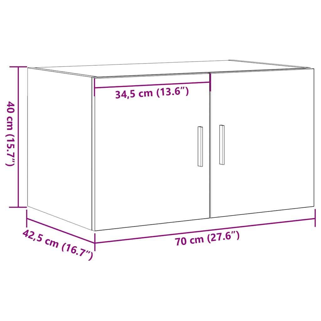 Wandschrank Schwarze Eiche 70 x 42,5 x 40 cm Holzwerkstoff
