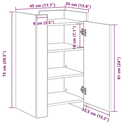 Sideboard Schwarze Eiche 45 x 35 x 75 cm Holzwerkstoff