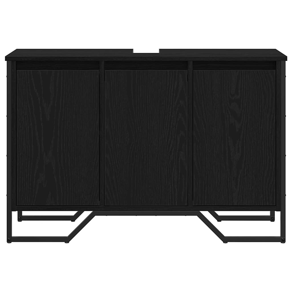 Waschbeckenunterschrank mit Tür Schwarze Eiche 91 x 35 x 60 cm