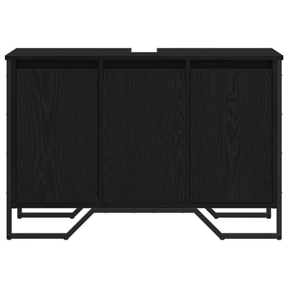 Waschbeckenunterschrank mit Tür Schwarze Eiche 91 x 35 x 60 cm