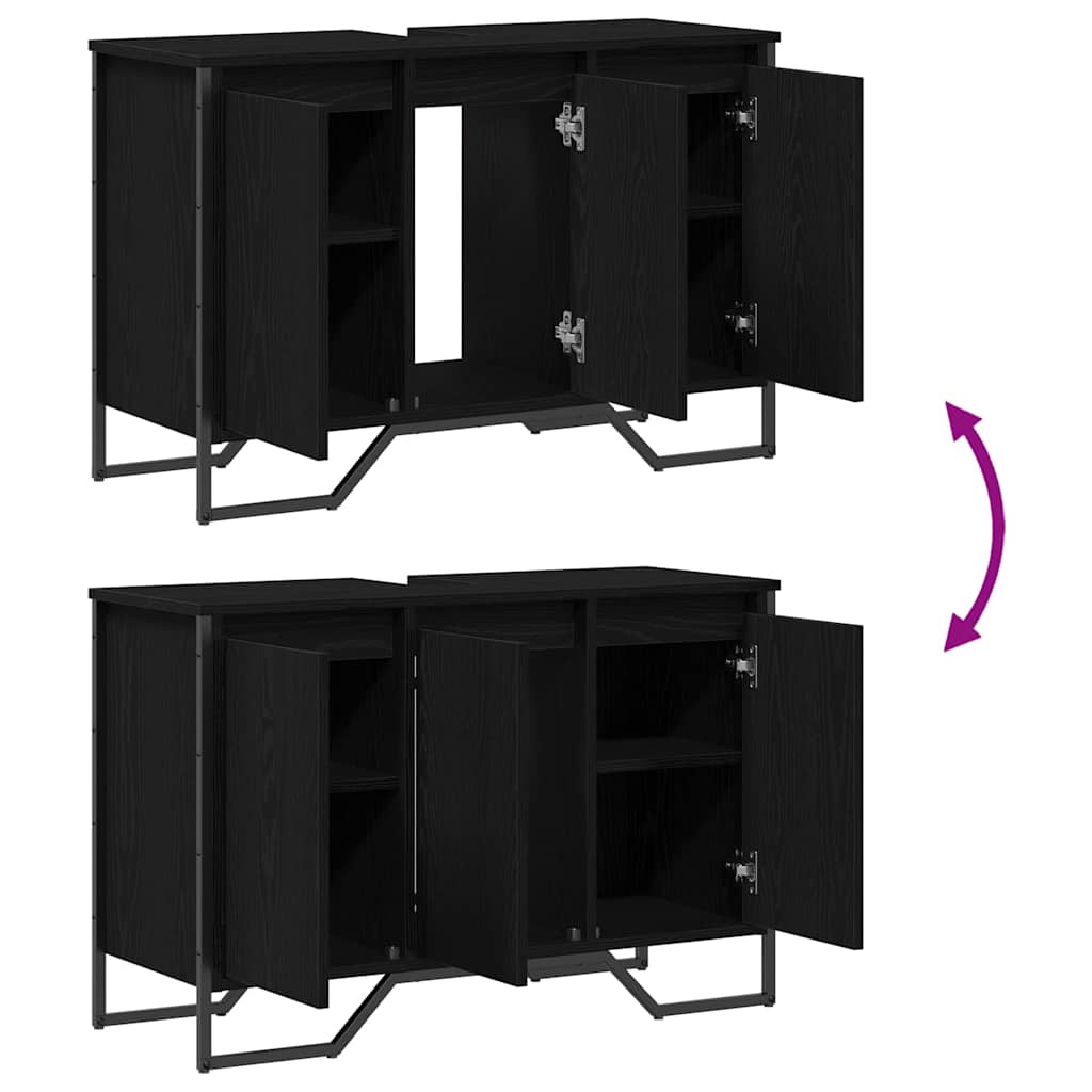 Waschbeckenunterschrank mit Tür Schwarze Eiche 91 x 35 x 60 cm