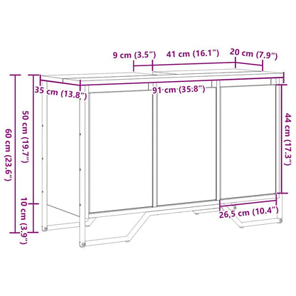 Waschbeckenunterschrank mit Tür Schwarze Eiche 91 x 35 x 60 cm