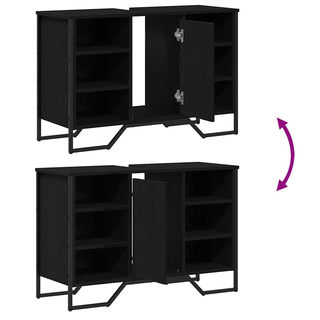 Waschbeckenschrank Schwarze Eiche 91 x 35 x 60 cm Holzwerkstoff