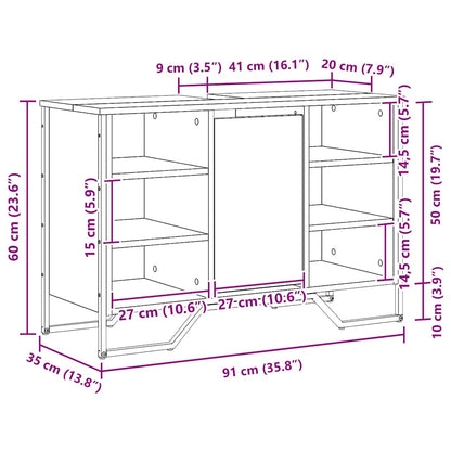 Waschbeckenschrank Schwarze Eiche 91 x 35 x 60 cm Holzwerkstoff