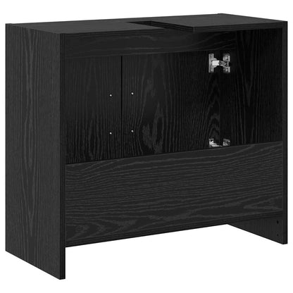 Waschbecken-Schrank Schwarz Eichen-Optik 63 x 29 x 55 cm