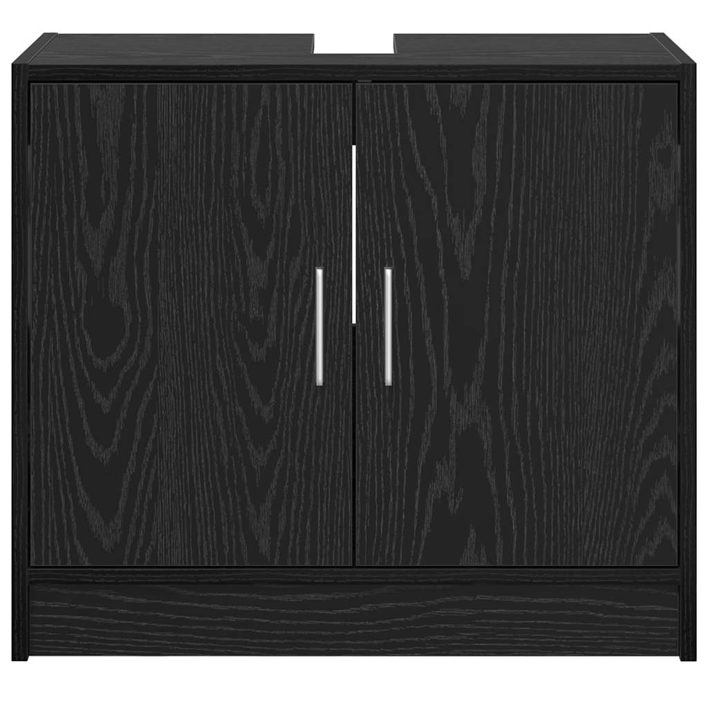 Waschbecken-Schrank Schwarz Eichen-Optik 63 x 29 x 55 cm