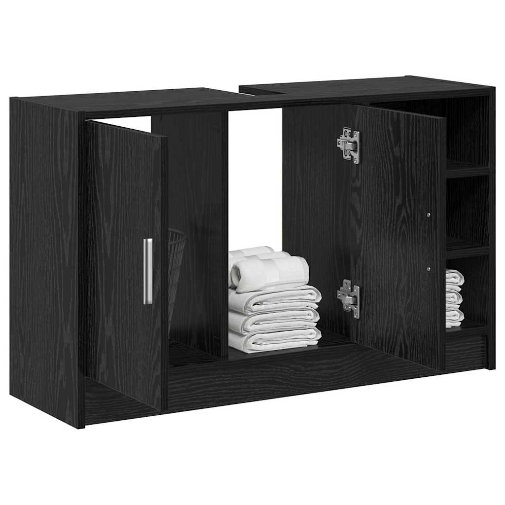 Waschbecken-Schrank mit Speicher Schwarze Eiche 90 x 29 x 55 cm