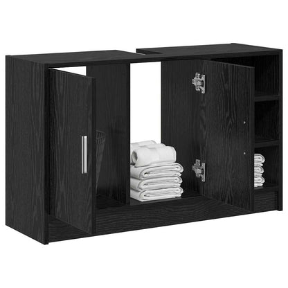 Waschbecken-Schrank mit Speicher Schwarze Eiche 90 x 29 x 55 cm