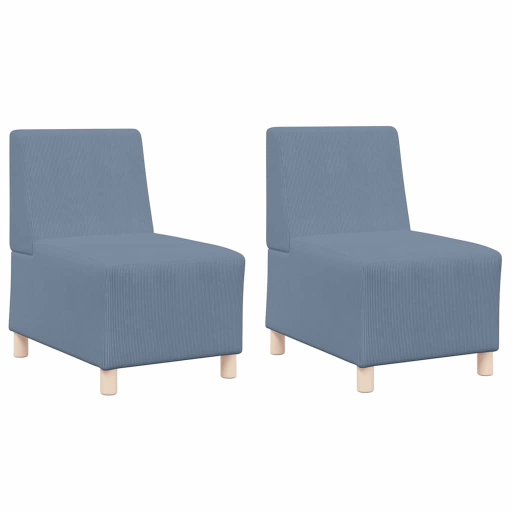 Modulares Armfreies Sofa 2 pcs Blau 55 x 74 x 82 cm Cordstoff