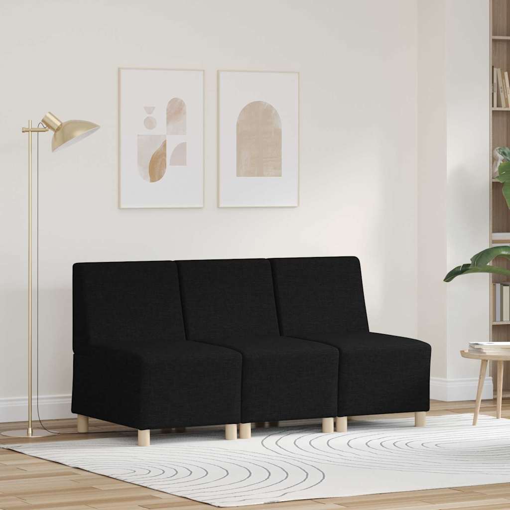 Modulares Armfreies Sofa 3 pcs Schwarz 55 x 74 x 82 cm Stoff