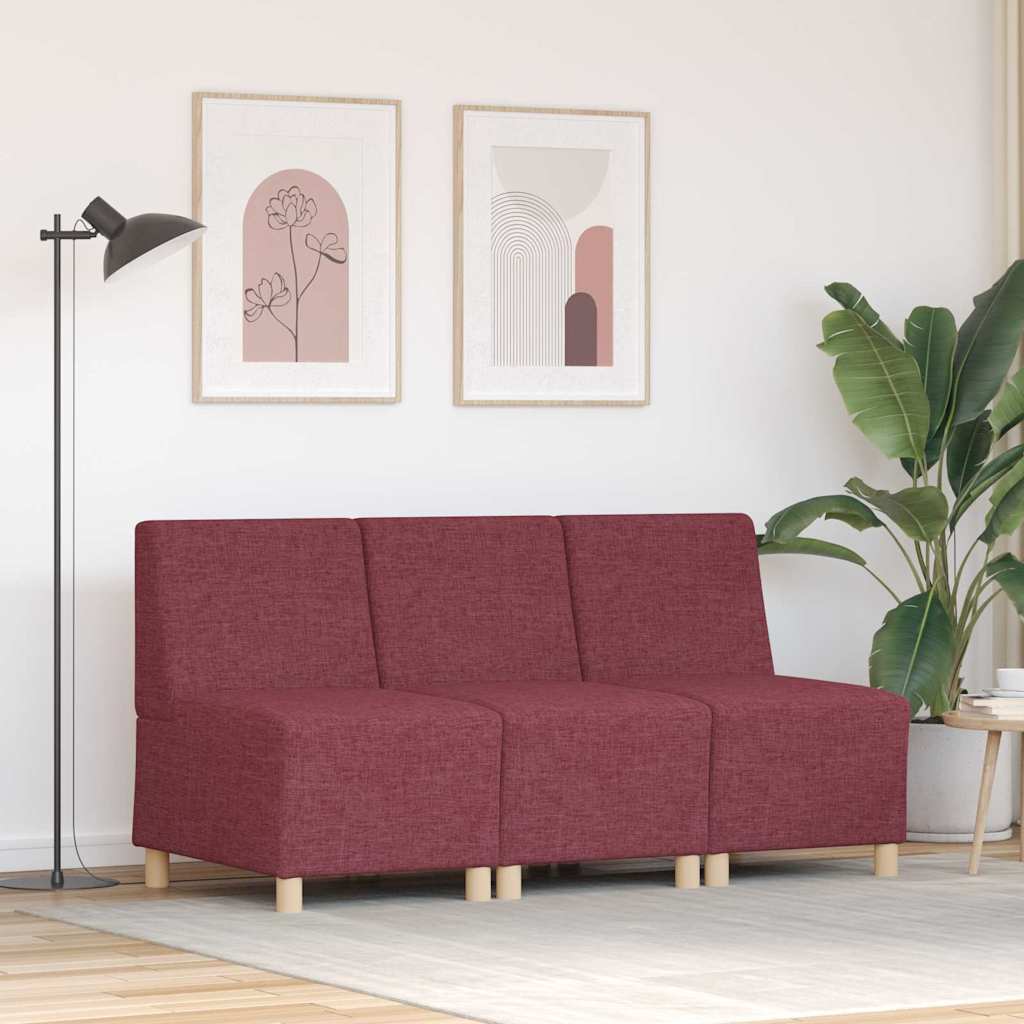 Modulares Armfreies Sofa 3 pcs Weinrot 55 x 74 x 82 cm Stoff