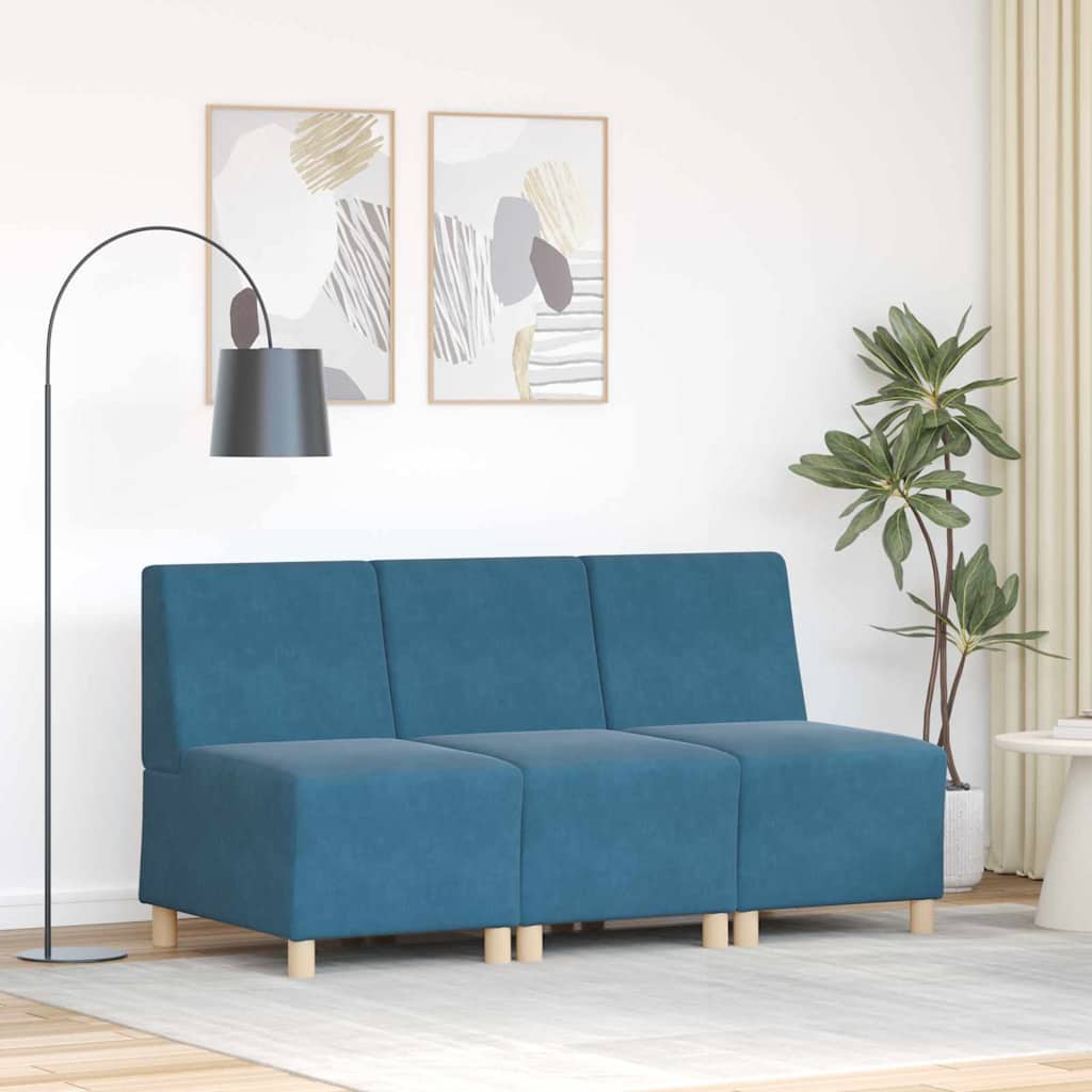Modulares Armfreies Sofa 3 pcs Blau 55 x 74 x 82 cm Samt