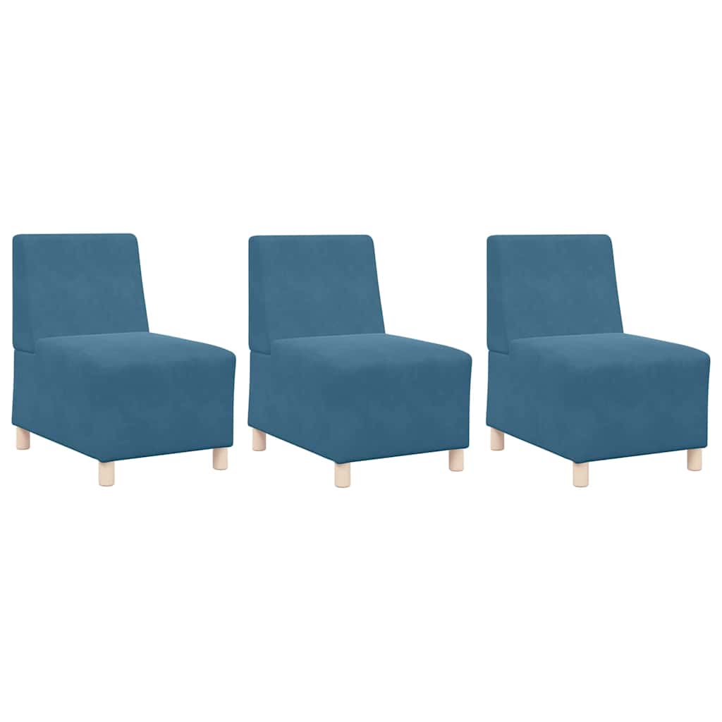 Modulares Armfreies Sofa 3 pcs Blau 55 x 74 x 82 cm Samt