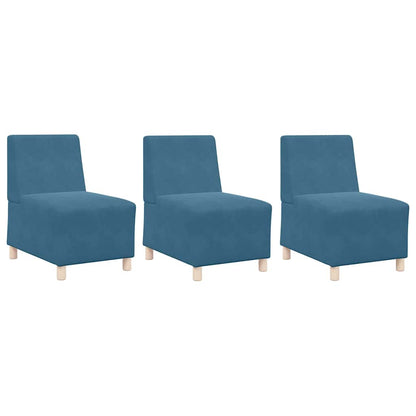 Modulares Armfreies Sofa 3 pcs Blau 55 x 74 x 82 cm Samt